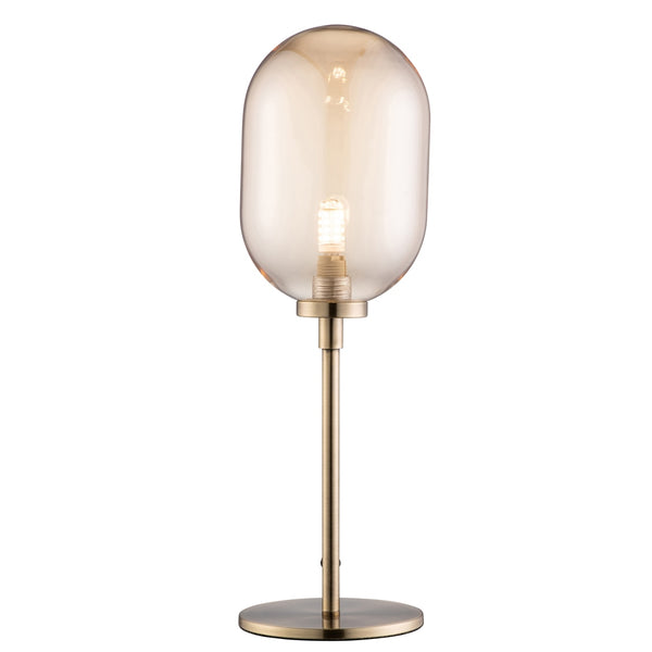 belleek Galway Crystal Amber Glass & Brass Stem Lamp