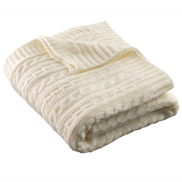 belleek Galway Crystal Aran Knit Throw - Soft White