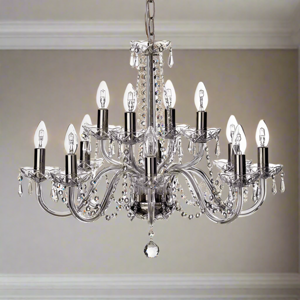 Belleek Galway Crystal Cashel 12 Arm Chandelier