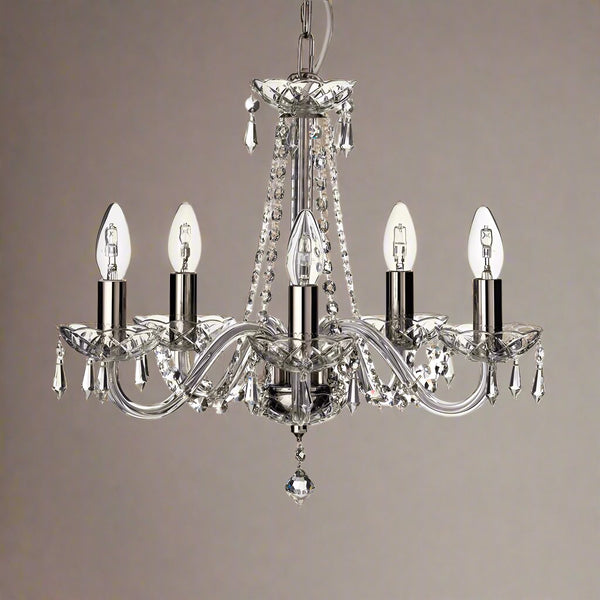 Belleek Galway Crystal Cashel 5 Arm Chandelier
