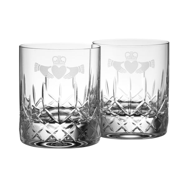 belleek Galway Crystal Claddagh D.O.F. Pair
