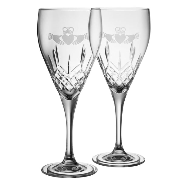belleek Galway Crystal Claddagh Red Wine Pair
