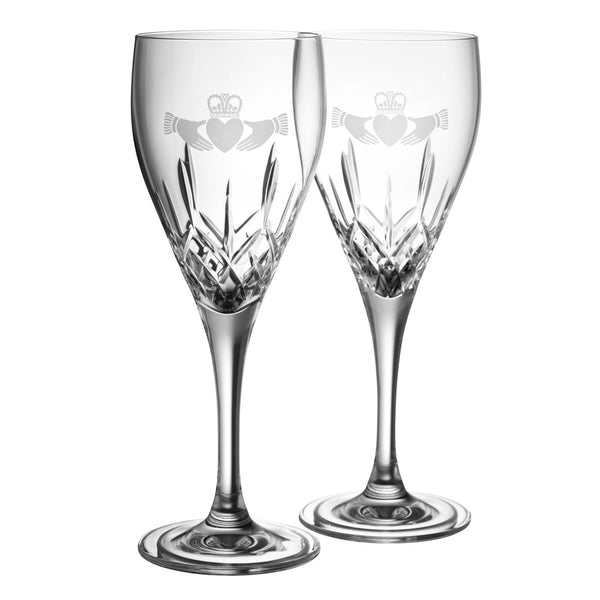 belleek Galway Crystal Claddagh White Wine Pair