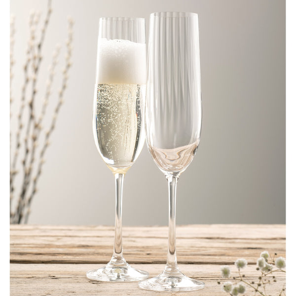 Belleek Galway Crystal Erne Champagne Flute Pair