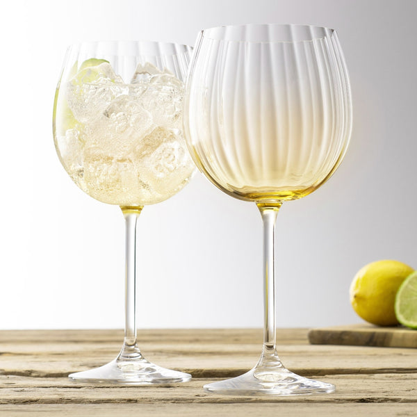 Belleek Galway Crystal Erne Gin & Tonic Pair Amber