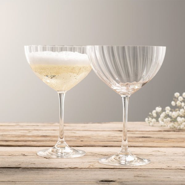 Belleek Galway Crystal Erne Saucer Champagne Pair