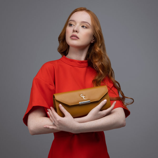 Belleek Galway Crystal Fashion Clutch - Tan