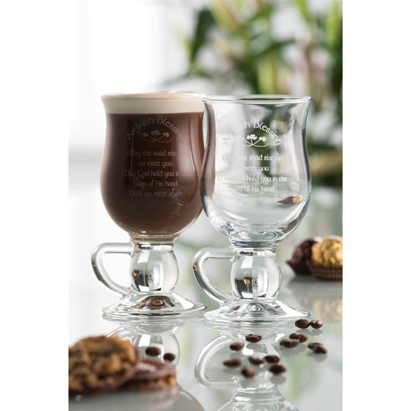 Belleek Galway Crystal Irish Blessing Latte Pair