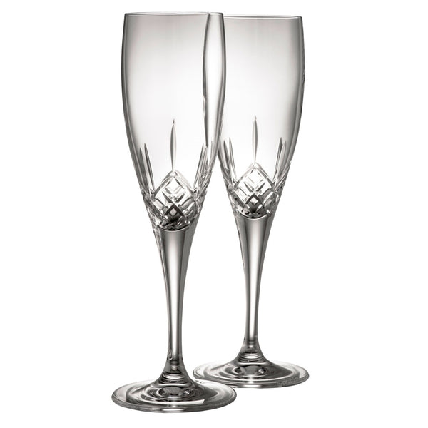 belleek Galway Crystal Longford Flute Pair