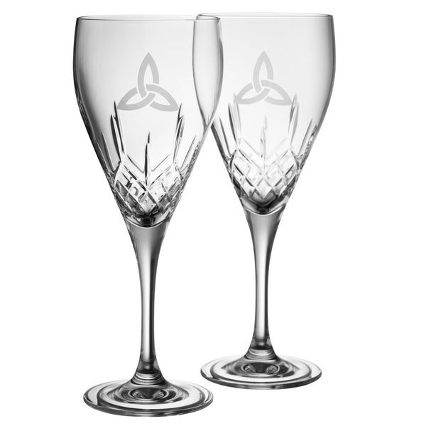 belleek Galway Crystal Trinity Knot Red Wine Pair
