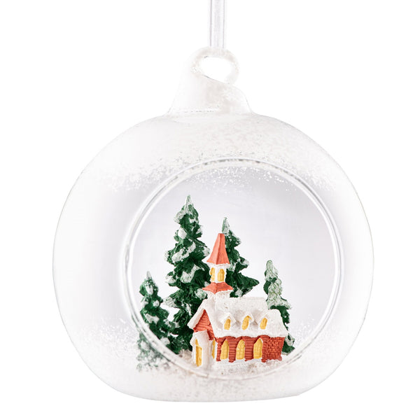 belleek Galway Living Church Scene Hanging Bauble