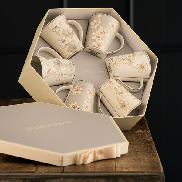 Belleek Belleek Living Bay Flowers 6 Mugs Hexagon Box