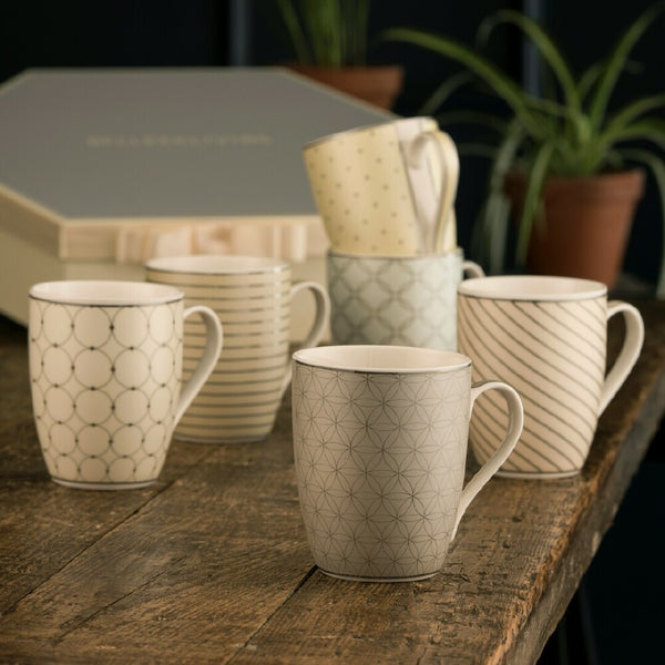 Belleek Belleek Living Geometric Pastles 6 Mugs Hexagon Box