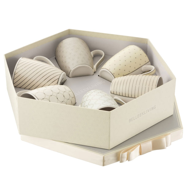 belleek Belleek Living Geometric Pastles 6 Mugs Hexagon Box