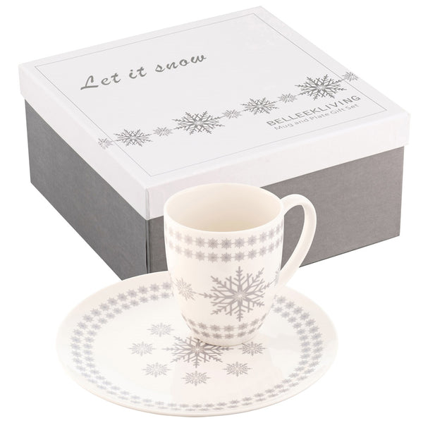 belleek Belleek Living Let it Snow Mug and Plate Set