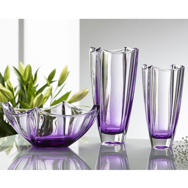 Belleek Galway Crystal Amethyst Dune 12" Square Vase