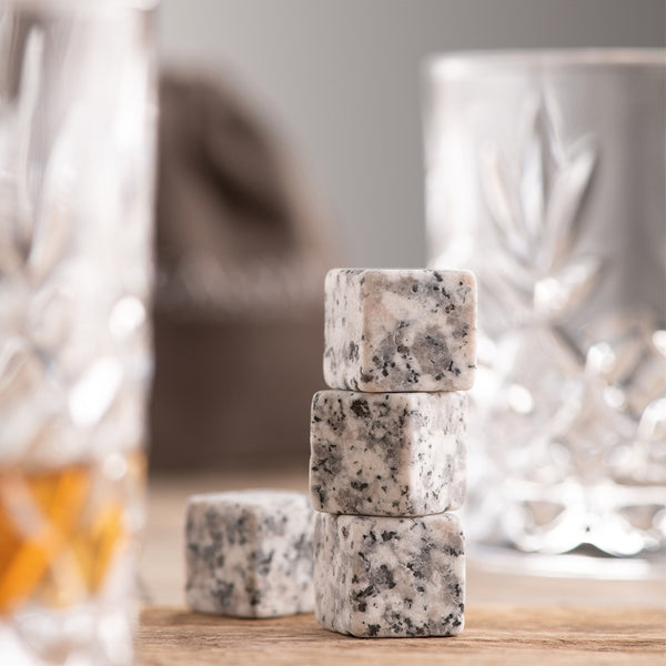 Belleek Galway Crystal Cooling Stones Set Of 4 - White/Grey Granite