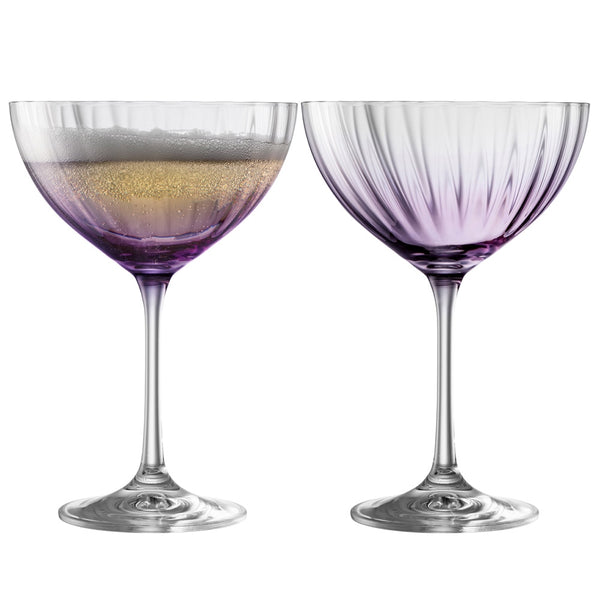 belleek Galway Crystal Erne Cocktail/Champagne Saucer Set of 2 in Amethyst