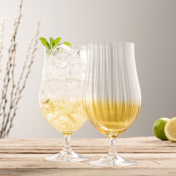 Belleek Galway Crystal Erne Craft Beer/Cocktail Set Of 2 Amber