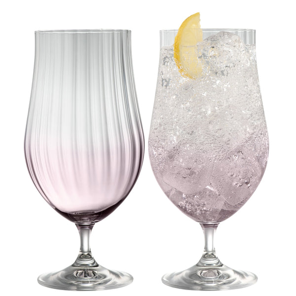 belleek Galway Crystal Erne Craft Beer/Cocktail Set of 2 Amethyst