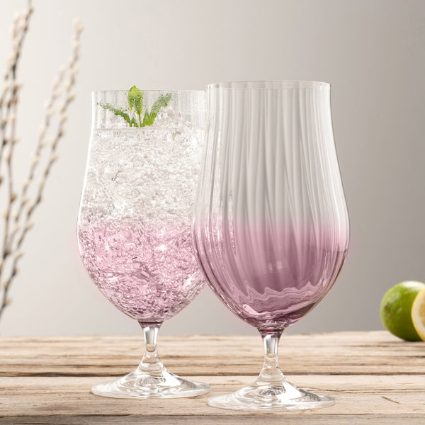 Belleek Galway Crystal Erne Craft Beer/Cocktail Set Of 2 Amethyst