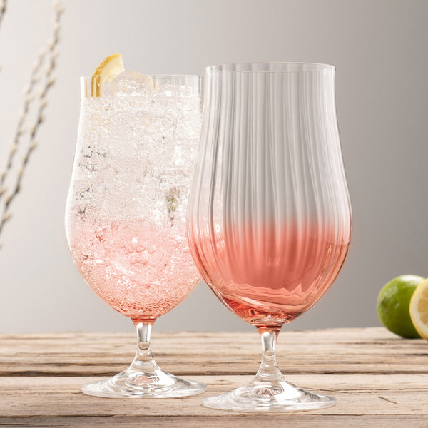 Belleek Galway Crystal Erne Craft Beer/Cocktail Set Of 2 Blush