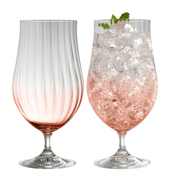 belleek Galway Crystal Erne Craft Beer/Cocktail Set of 2 Blush