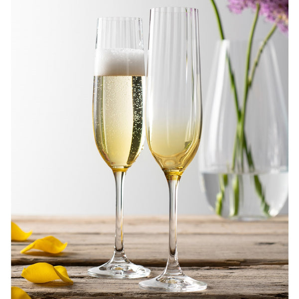 Belleek Galway Crystal Erne Flute Set Of 2 In Amber