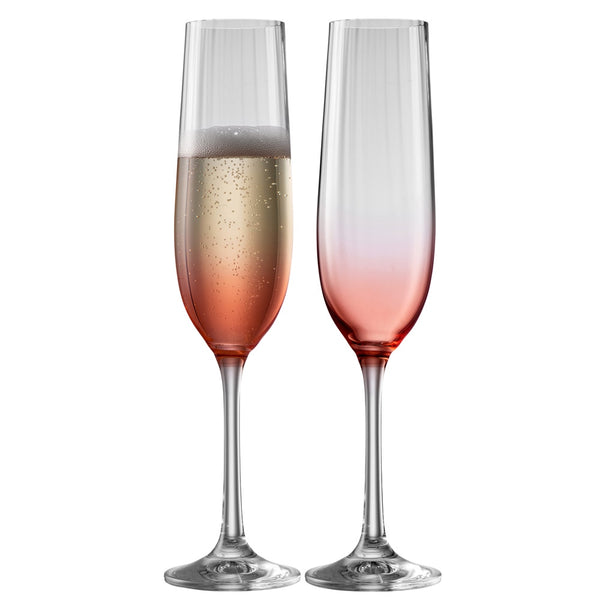 belleek Galway Crystal Erne Flute Set of 2 in Blush