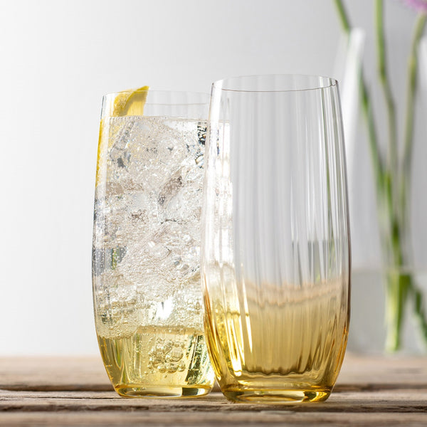 Belleek Galway Crystal Erne Hiball Set Of 2 In Amber