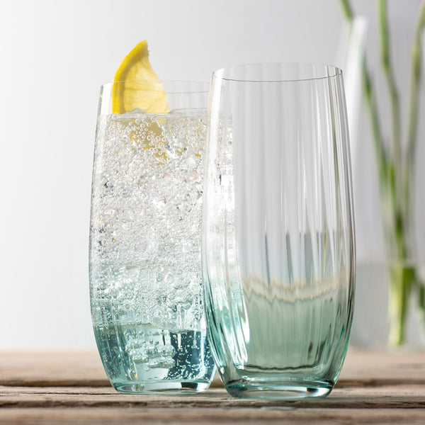 Belleek Galway Crystal Erne Hiball Set Of 2 In Aqua
