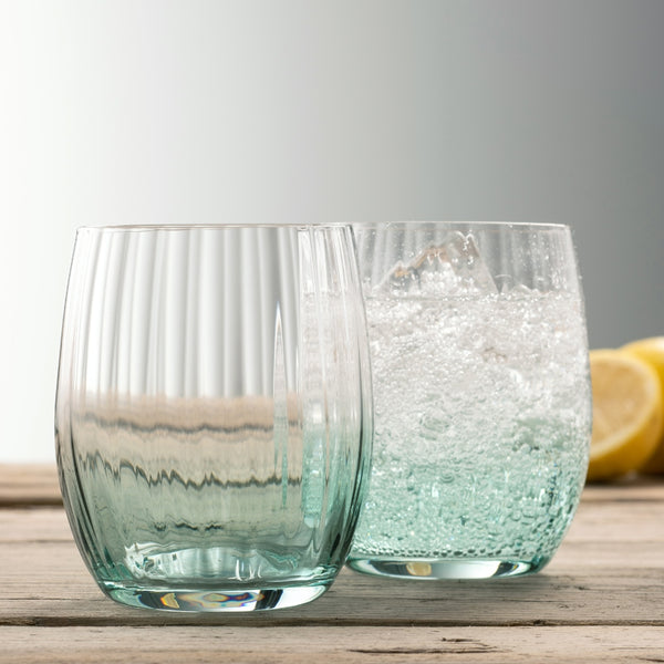 Belleek Galway Crystal Erne Tumbler Set Of 2 In Aqua
