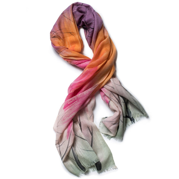 belleek Galway Crystal Fashion Dusk Pink & Orange Merino Scarf