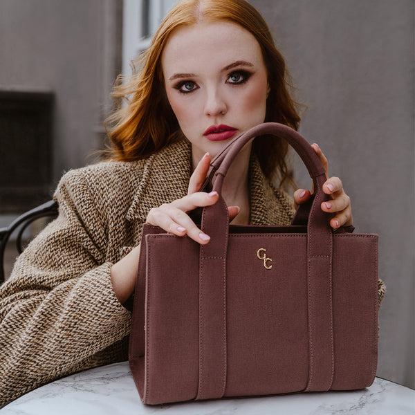 Belleek Galway Crystal Fashion Medium Tote Mauve Taupe Canvas