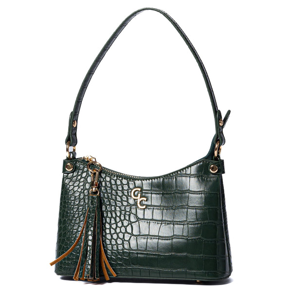 belleek Galway Crystal Fashion Mini Shoulder Bag Forest Green Croc Detail
