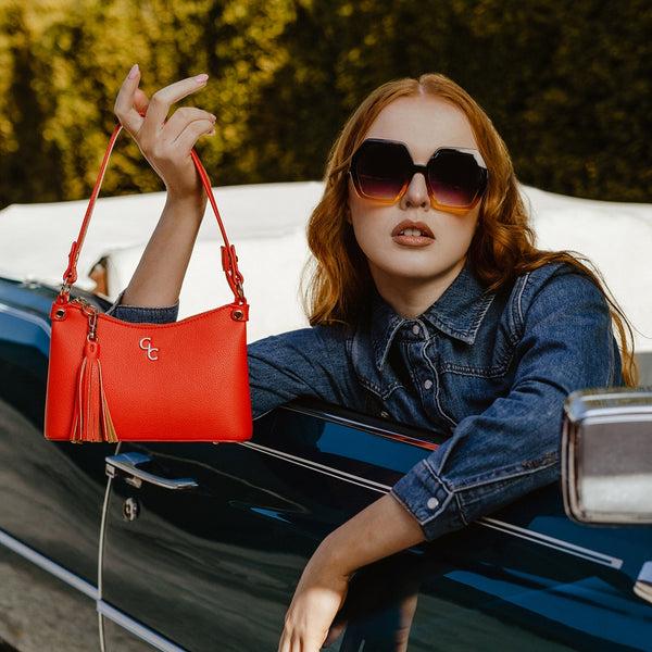 Belleek Galway Crystal Fashion Mini Shoulder Bag Vermillion