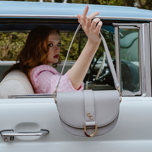 Belleek Galway Crystal Fashion Saddle Bag Cloud Grey