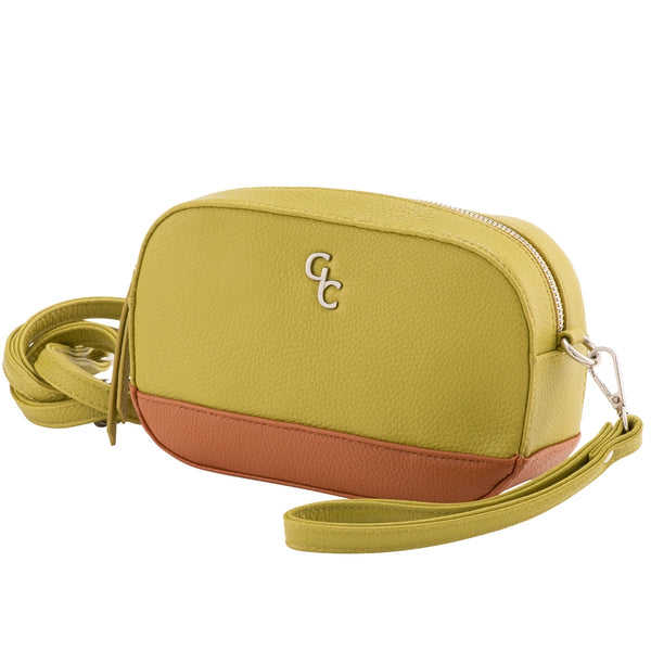 belleek Galway Crystal Fashion Two Tone Crossbody Bag - Lime/Tan