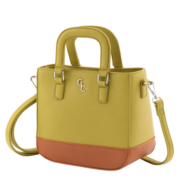 belleek Galway Crystal Fashion Two Tone Shoulder Bag - Lime/Tan