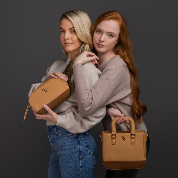 Belleek Galway Crystal Fashion Two Tone Shoulder Bag - Tan/Brown