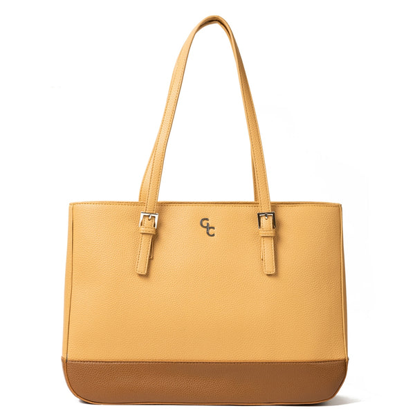 belleek Galway Crystal Fashion Two Tone Tote Bag - Tan/Brown