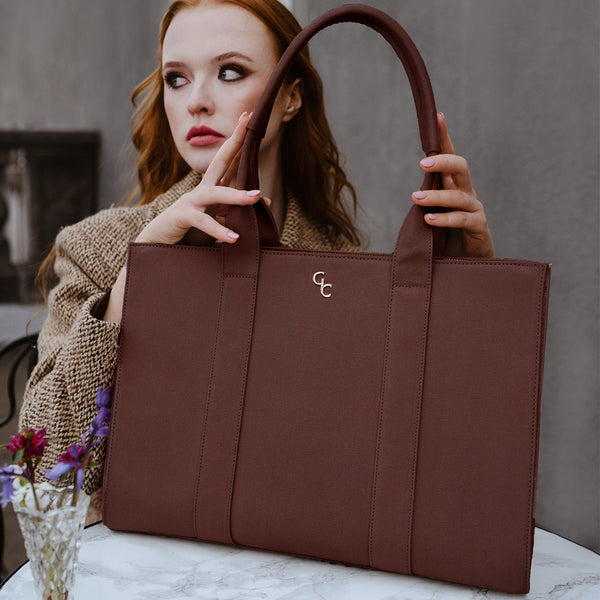 Belleek Galway Crystal Fashion XL Tote Mauve Taupe Canvas