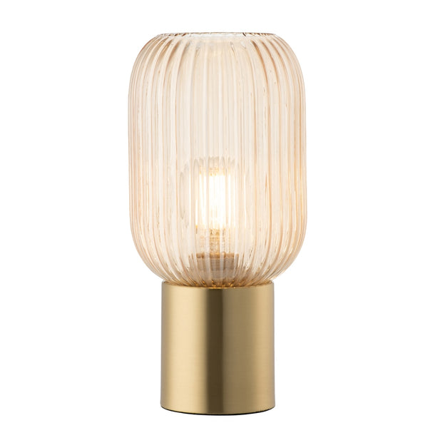 belleek Galway Crystal Fluted Glass Table Lamp - Amber