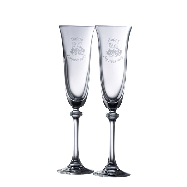 belleek Galway Crystal Happy Anniversary Liberty Flute Pair