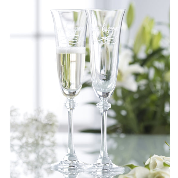 Belleek Galway Crystal Happy Engagement Liberty Flute Pair