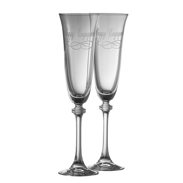 belleek Galway Crystal Happy Engagement Liberty Flute Pair