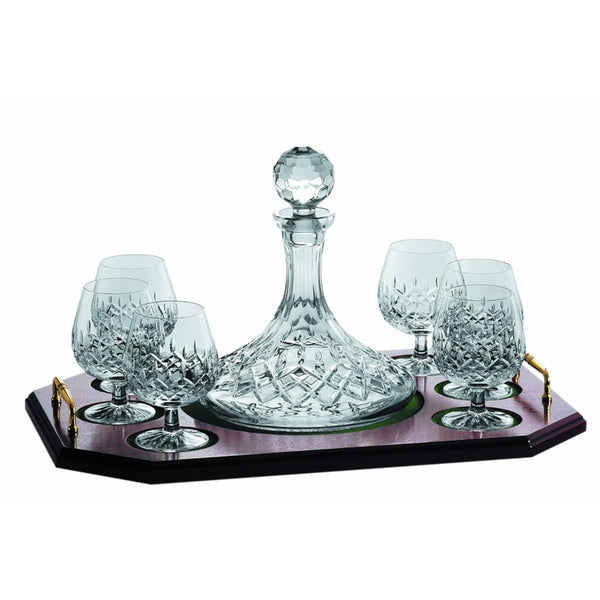 belleek Galway Crystal Longford Brandy Decanter Tray Set