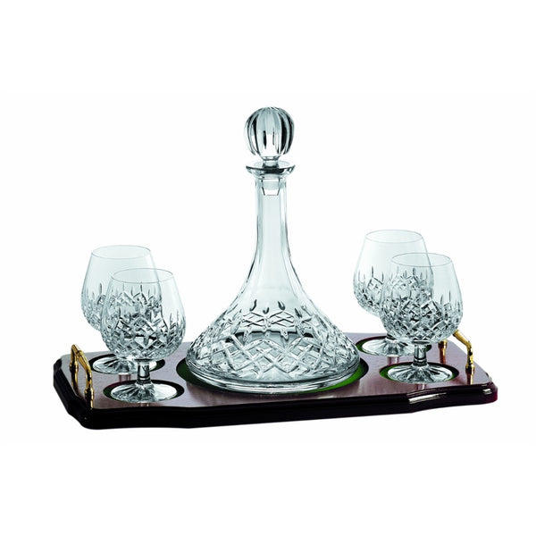 belleek Galway Crystal Longford Miniature Brandy Decanter Set