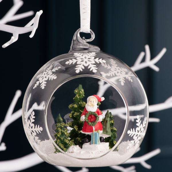 Belleek Galway Crystal Santa & Tree Hanging Bauble Ornament