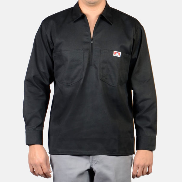 ben davis Long Sleeve Solid 1/2 Zip Shirt - Black